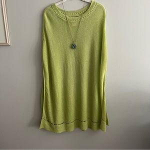 Lovely Sigrid Olsen long Poncho one size fits most in a green Linen